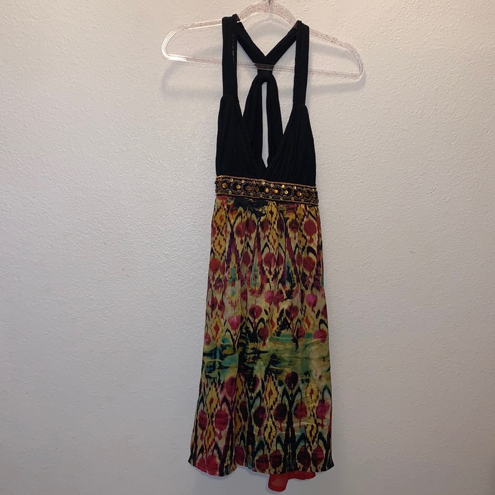 Arden B silk black patterned strappy summer dress